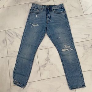 501 Skinny Distressed Light Wash Jeans
